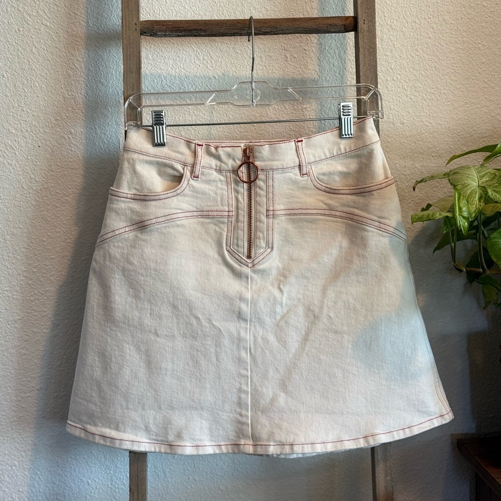 Featured on VOGUE See By Chloe Ivory Denim Skirt